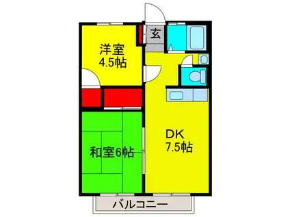 アーバンライフA棟(2DK/2階)の間取り写真