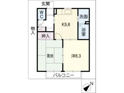 サンホープ(2K/2階)の間取り写真