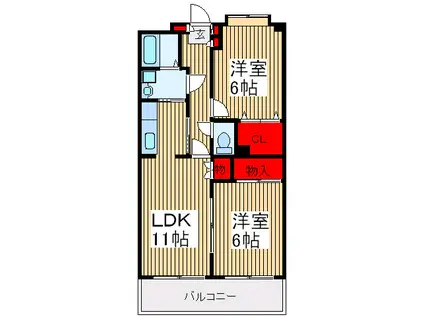 ストリーム・レーン(2LDK/5階)の間取り写真