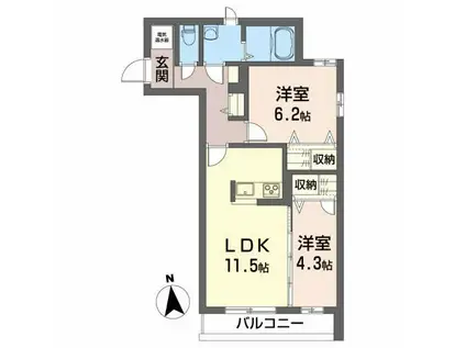 グランドール成沢(2LDK/2階)の間取り写真