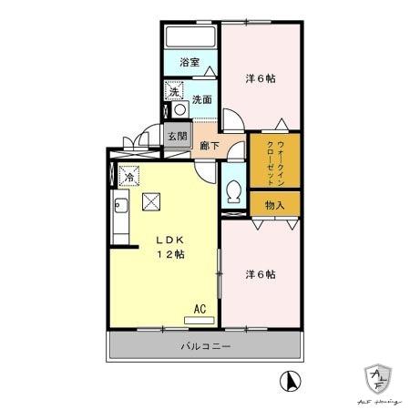 サントゥールA(2LDK/1階)の間取り写真