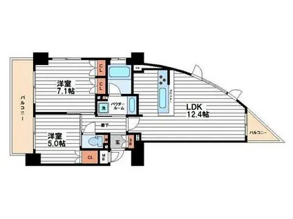 フロンティアタワー日本橋(2LDK/6階)の間取り写真