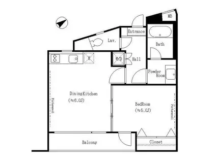 レジディア笹塚(1DK/1階)の間取り写真