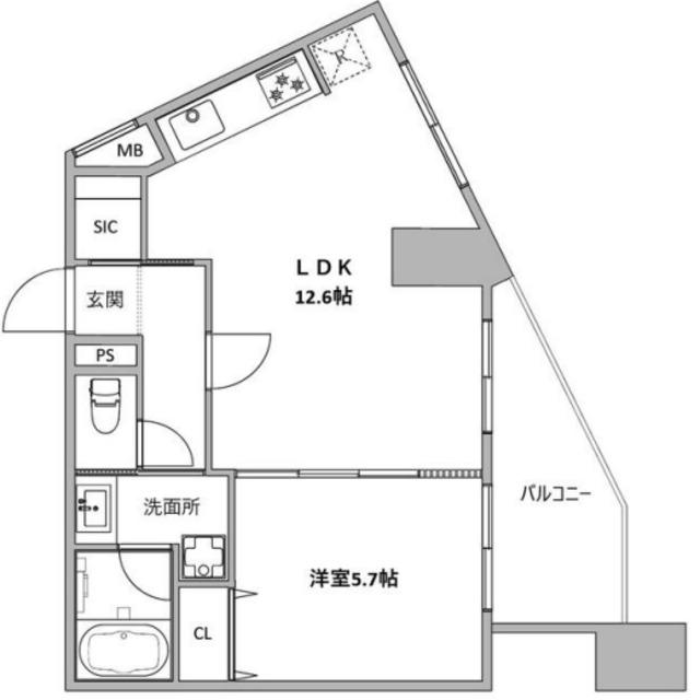 ハイライフ恵比寿(1LDK/6階)の間取り写真