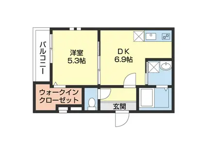 フジパレス北新金屋丁(1DK/1階)の間取り写真