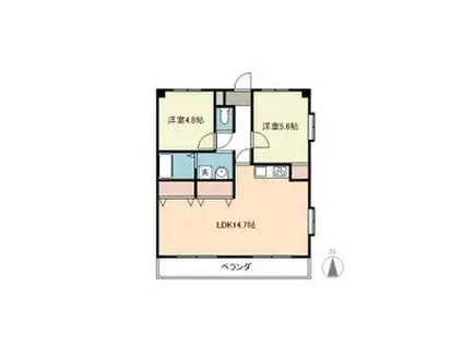 メゾン貴船C(2LDK/3階)の間取り写真