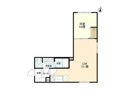 ウェルスクエアイズム大崎(1LDK/1階)の間取り写真