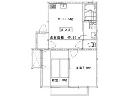 カーサ大塔(2DK/2階)の間取り写真