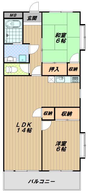 プレジオ王塚台(2LDK/1階)の間取り写真