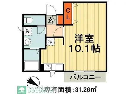 グランドゥール(1K/2階)の間取り写真