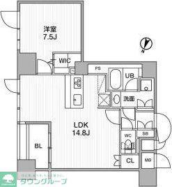 東神田テラスレジデンス(1LDK/10階)の間取り写真