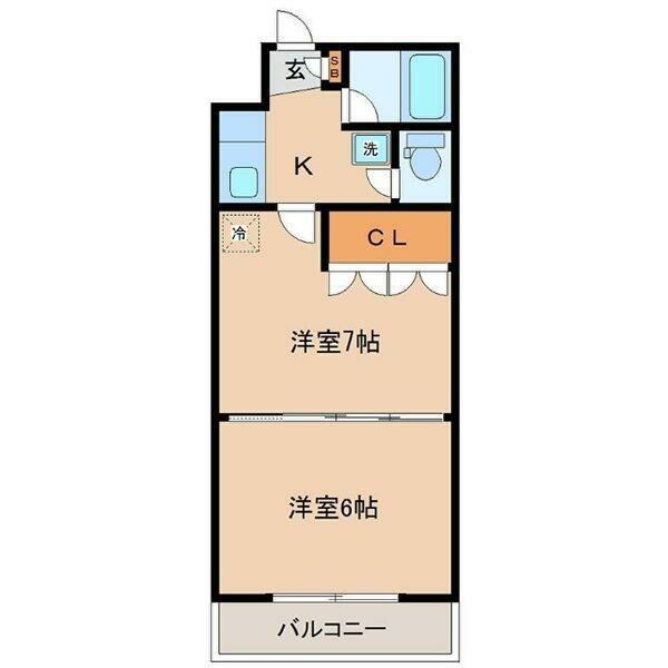 イーグルハイツ萩野町(2K/5階)の間取り写真