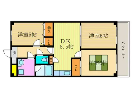 ソレイユ桂(3DK/2階)の間取り写真