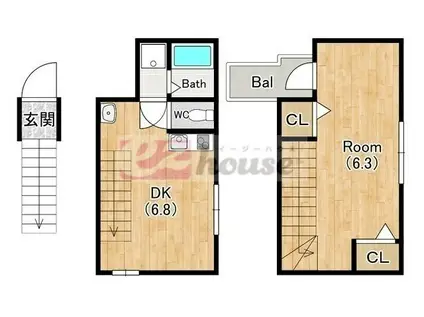 キャスティア南長崎(1DK/2階)の間取り写真