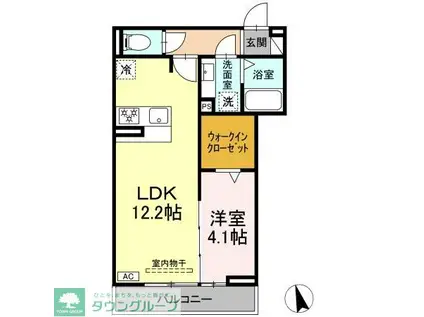 セレスティア長良 イースト(1LDK/2階)の間取り写真