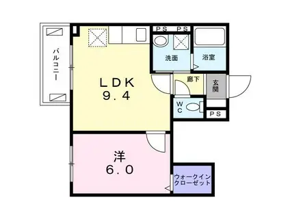 グレイシャス千早(1LDK/1階)の間取り写真
