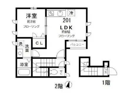 レフィナード千川(1DK/2階)の間取り写真