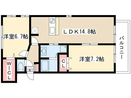 GOOD LIFE NAGAKUTE(2LDK/2階)の間取り写真