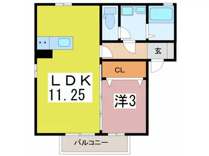 レ・ジーナ(1LDK/2階)の間取り写真