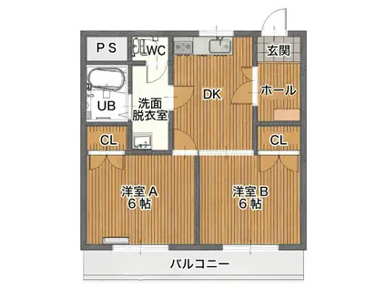 グランシャトー(2DK/3階)の間取り写真