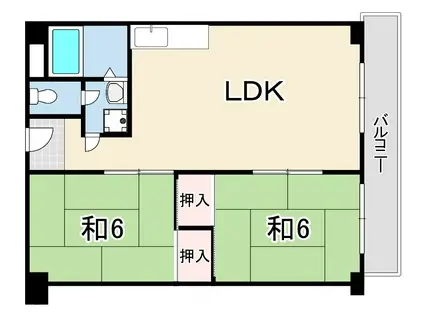 エルベコート甲陽園(2LDK/3階)の間取り写真