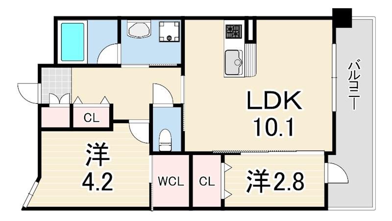 GENOVIA神戸新開地駅前(1SLDK/2階)の間取り写真