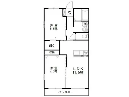 パティオ櫻(2LDK/1階)の間取り写真