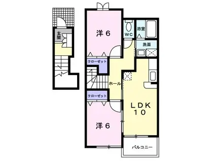 ボナジョルナータ(2LDK/2階)の間取り写真