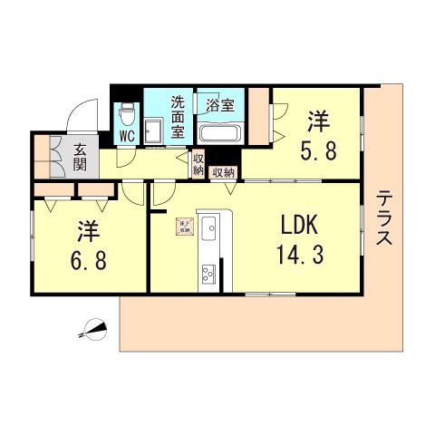 SEASIDE HOUSE(2LDK/1階)の間取り写真