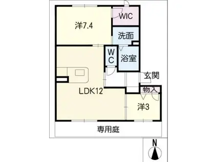 エスト植田山(2LDK/1階)の間取り写真