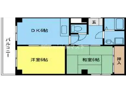 ラビアンローズ(2DK/2階)の間取り写真