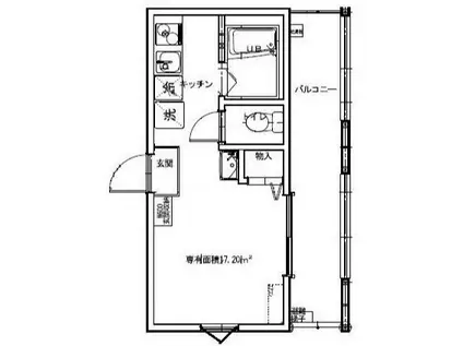ウエスト LAGOON境之谷A棟(ワンルーム/1階)の間取り写真
