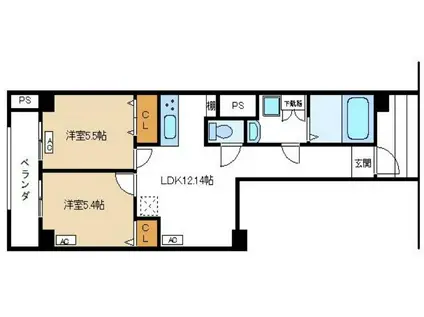 キクセイレジデンス(2LDK/1階)の間取り写真