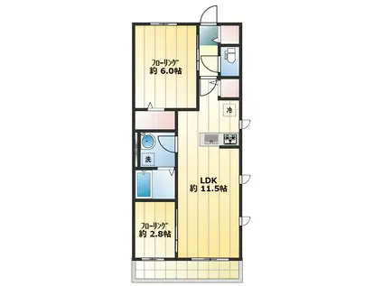 シルトクレーテ(1SLDK/2階)の間取り写真