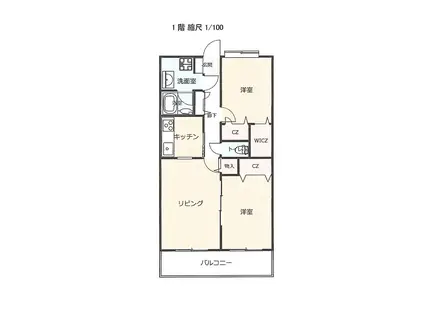 サンシティ宮城野(2LDK/4階)の間取り写真