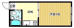 ヤングタウン(1DK/2階)の間取り写真
