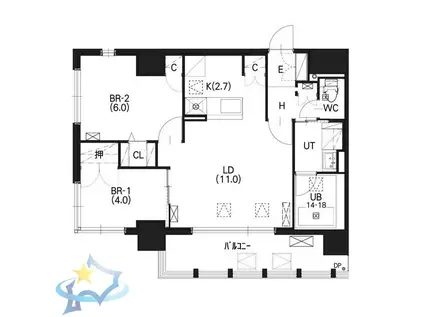 リシェス桑園(2LDK/7階)の間取り写真