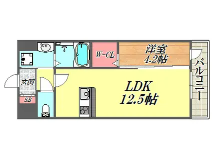 プランドール(1LDK/2階)の間取り写真