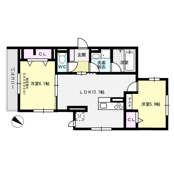 D-RESIDENCE光丘町B棟(2LDK/2階)の間取り写真
