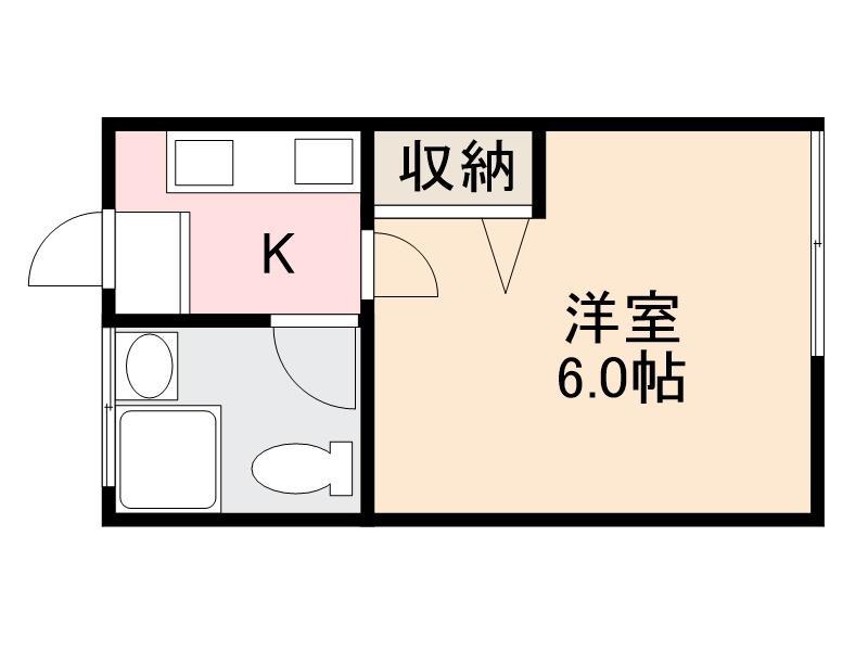 扇町マンション(1K/2階)の間取り写真