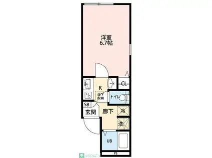 興野2丁目計画 B棟(1K/1階)の間取り写真