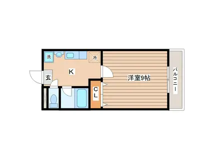 リーフハイツ(1K/4階)の間取り写真