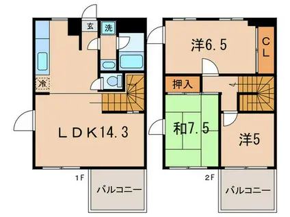 ハウズ・プラザ(3LDK/1階)の間取り写真