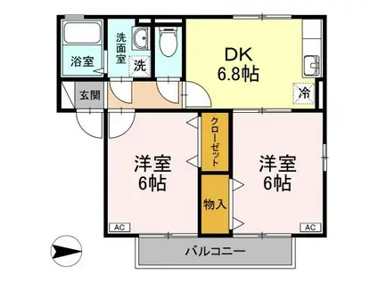 パークハイム向日葵II B棟(2DK/2階)の間取り写真