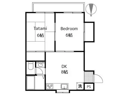 メゾンカラタチ(2DK/2階)の間取り写真