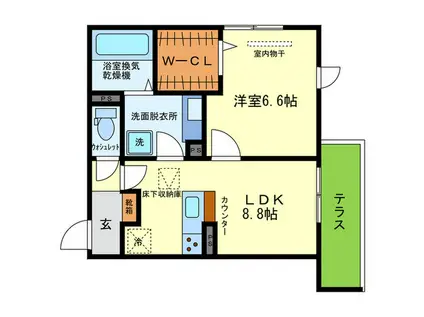 YKメゾン向陽(1LDK/1階)の間取り写真