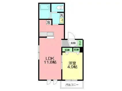 コンフェスト江の島(1LDK/3階)の間取り写真