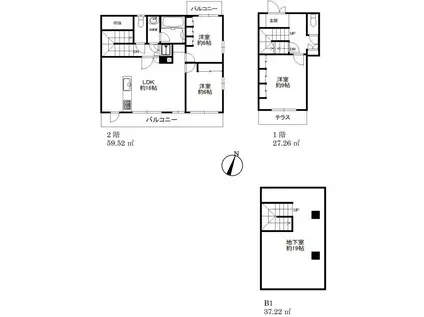 自由が丘クイーンホームズ(3SLDK/1階)の間取り写真