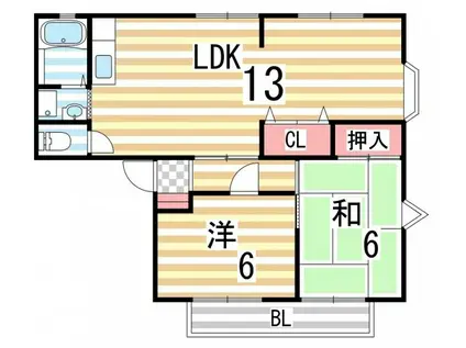 灰塚パークサイドビレッジA棟(2LDK/1階)の間取り写真