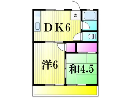 シンワコーポ(2DK/1階)の間取り写真